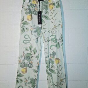 White Fox Boutique New With Tags Green Serpent Snake Lemon Pants Women's Small